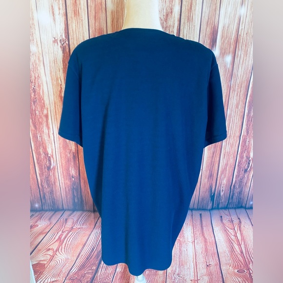 Women’s 2X Blouse Superline Dark Blue Button Down Short Sleeves V Neck Soft - Picture 5 of 11